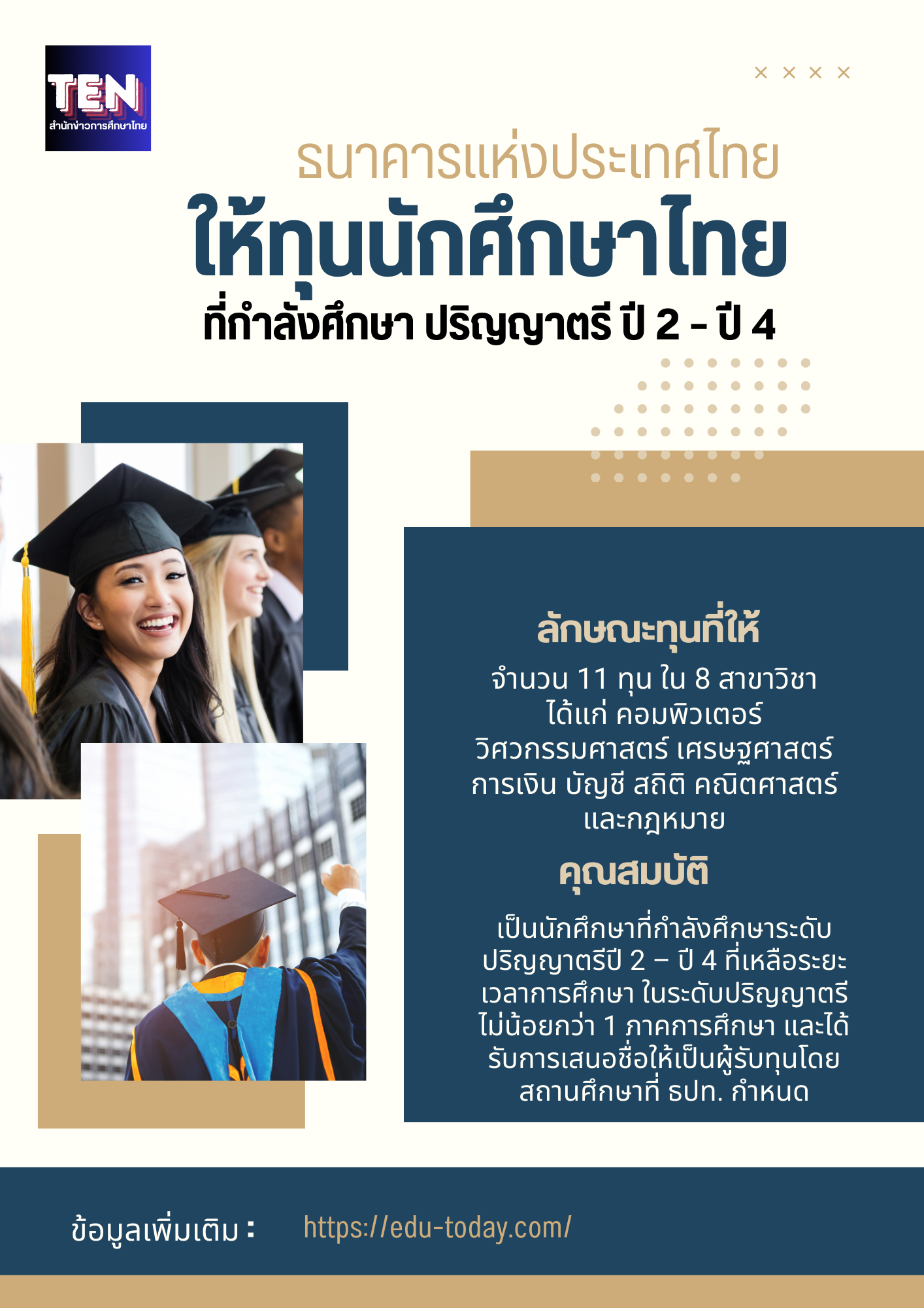 ธนาคารแห่งประเทศไทย เปิดให้ทุนนักศึกษาที่กำลังศึกษา ปริญญาตรีปี 2 – ปี 4 ในประเทศไทย